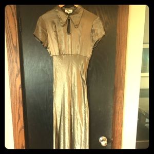 Vintage silk olive green dress